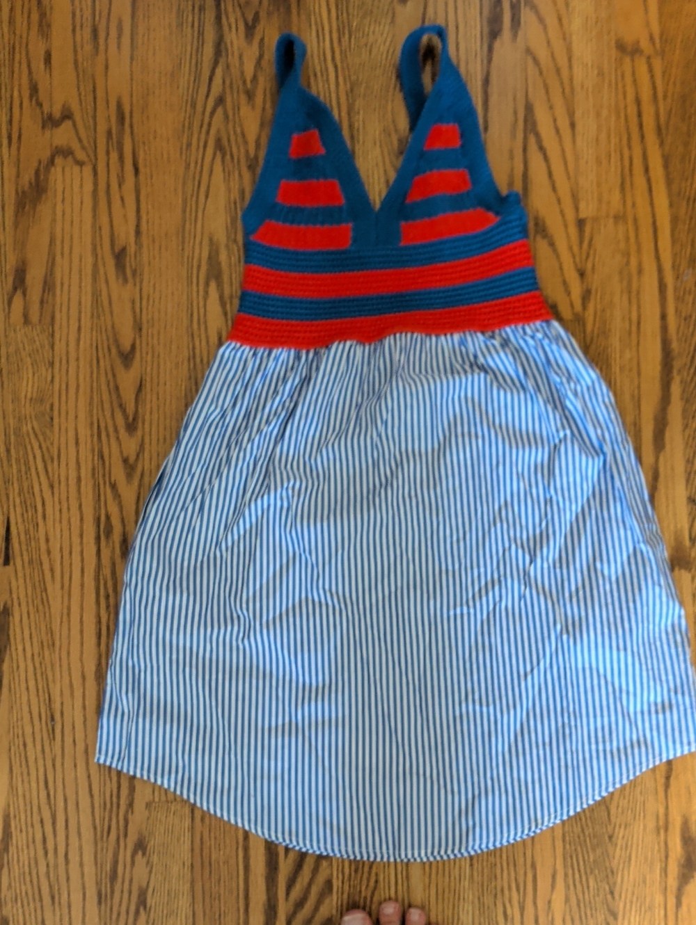 KULE Blue and Red Striped Knit-Top Sundress